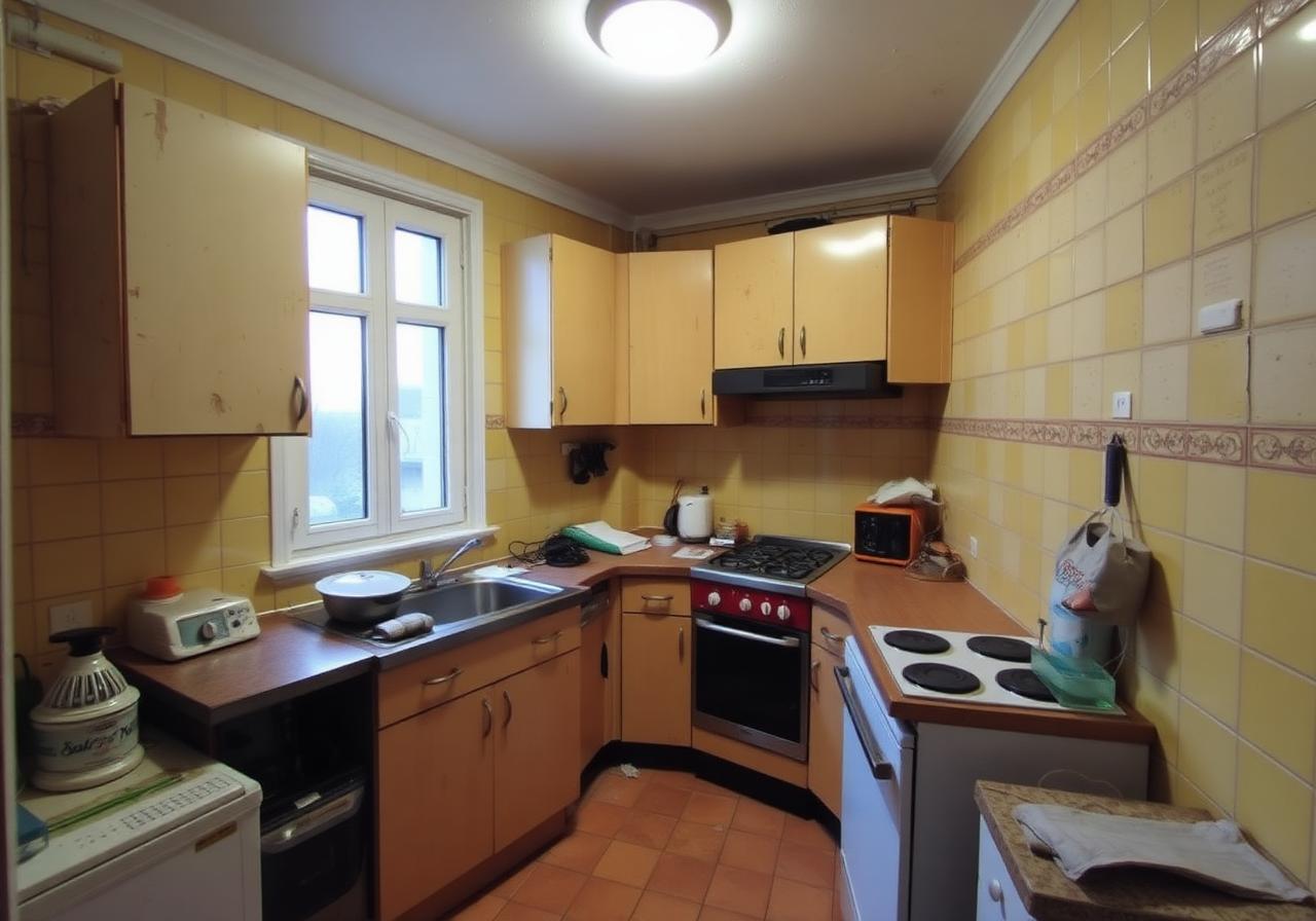 Cuisine datée freinant la mise en location — avant